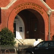 Front entrance of the Yoknapatawpha County Coroner's Office